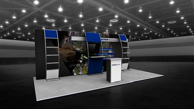 Custom trade show exhibit structures, like design # 103220V1D stand out on the convention floor. Draw eyes to your trade show booth with exciting custom exhibits & displays. We can customize any trade show exhibit or display to your specifications.