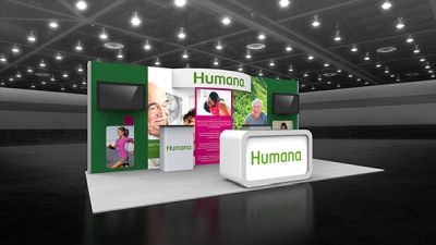 Custom trade show exhibit structures, like design # 104216V2 stand out on the convention floor. Draw eyes to your trade show booth with exciting custom exhibits & displays. We can customize any trade show exhibit or display to your specifications.