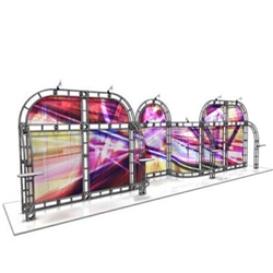 This 10 x 30 custom trade show truss system will help you stand out at the next trade show, drawing attention from across the exhibit floor.  Truss exhibits are one of the most structurally elaborate trade show displays.  They are popular with exhibitors