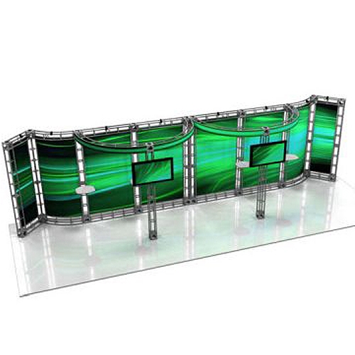 This 10 x 30 custom trade show truss system will help you stand out at the next trade show, drawing attention from across the exhibit floor.  Truss exhibits are one of the most structurally elaborate trade show displays.  They are popular with exhibitors