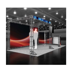 Custom trade show exhibit structures, like design # 50633 stand out on the convention floor. Draw eyes to your trade show booth with exciting custom exhibits & displays. We can customize any trade show exhibit or display to your specifications.