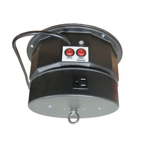 This rotating ceiling motor for hanging displays ships in one day and is ready to use out of the box.  Comes standard with rotating 8 amp outlet, clockwise rotation at 1.3 or 2.6 RPM and 200 lb Capacity.  Get your display noticed with motion!