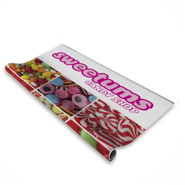 24in Tabletop Economy Retractable Opaque Fabric Only - one of our lightest weight retractors. Retractable table top banners are the perfect marketing solutions for trade show booths. Tradeshow Table Top Banner Stands are portable and easily set up