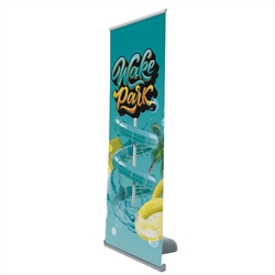 3ft x 7ft Outdoor Retractor Display (Graphic & Hardware) is a great outdoor banner display solution. The durable base can be filled with sand or water for ballast and includes wheels on the bottom for moveability.