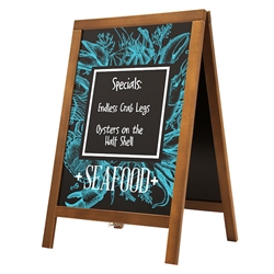 21.6in x 32.5in Economy Wood A-Frame Imprinted Chalkboard Kit. This A-frame is a great option if you're looking for a chalkboard sign on a budget.