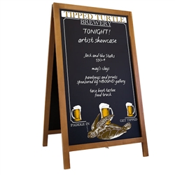 26.7in x 46in Deluxe Wood A-Frame Imprinted Chalkboard Kit. This A-frame gives you an upscale way to display daily specials, menu items, messages and creative artwork.