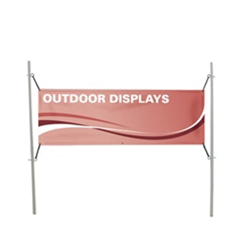 6ft W x 3ftH - 4ft H In-Ground Banner Post Hardware Only a quick and easy solution for installing in-ground banners. The fiberglass-composit posts are 75 percent lighter and 5 times stronger than steel. Just drive the posts into the ground.