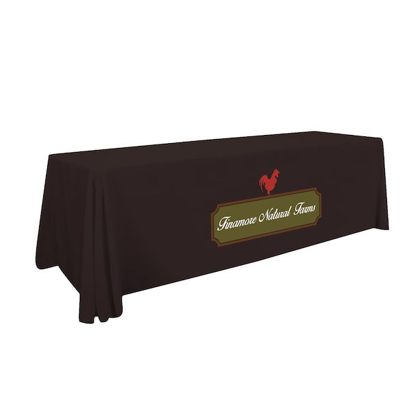 This 6ft Standard table throw offers a professional presentation at your next trade show or event.  This Draped Four Sided table cover features custom printed graphics that are dye-sub printed on polyester fabric for a beautiful brand presentation. Our ta