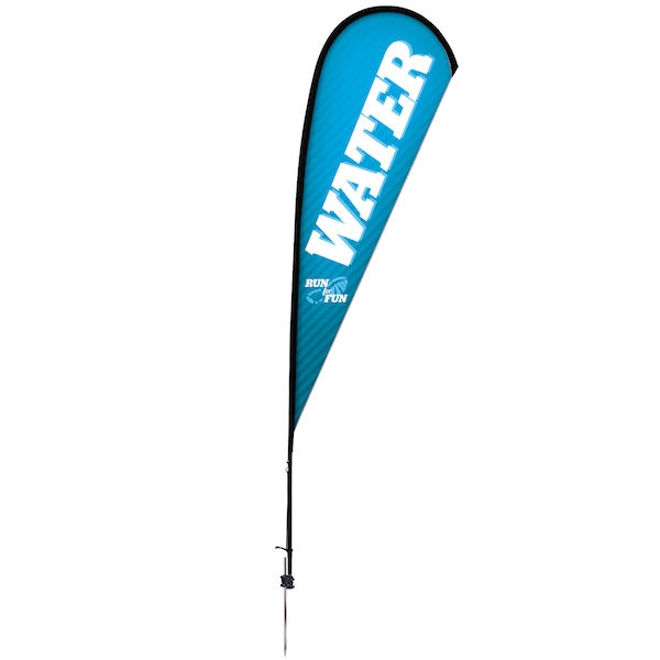 Outdoor promotional sail flags get your message noticed!  Custom printed 11.5ft Premium Teardrop marketing flags are perfect for events, trade shows, expos, fairs and in front of retail locations.