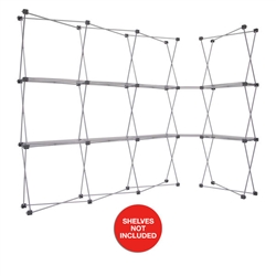 4ft x 7.5ft Deluxe GeoMetrix Connector with Shelves Display Hardware Only. Our popular Deluxe GeoMetrix display now comes in several new configurations, featuring multiple units linked together with our brand new connector shelves.