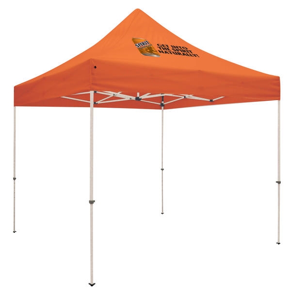 Outdoor 10ft x 10ft Premium Tents offer heavy duty commercial-grade popup frames designed for professional use. Canopies can customized with full color printing to display your company branding. Showcase your business name with our outdoor event tents.