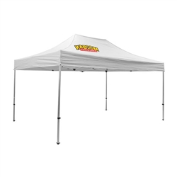 Outdoor 10ft x 15ft Premium Tents offer heavy duty commercial-grade popup frames designed for professional use. Canopies can customized with full color printing to display your company branding. Showcase your business name with our outdoor event tents.