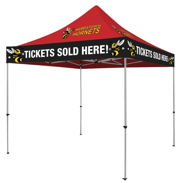 Outdoor 10ft Tents offer heavy duty commercial-grade popup frames designed for professional use. Canopies can customized with full color printing to display your company branding. Showcase your business name with our outdoor event tents.