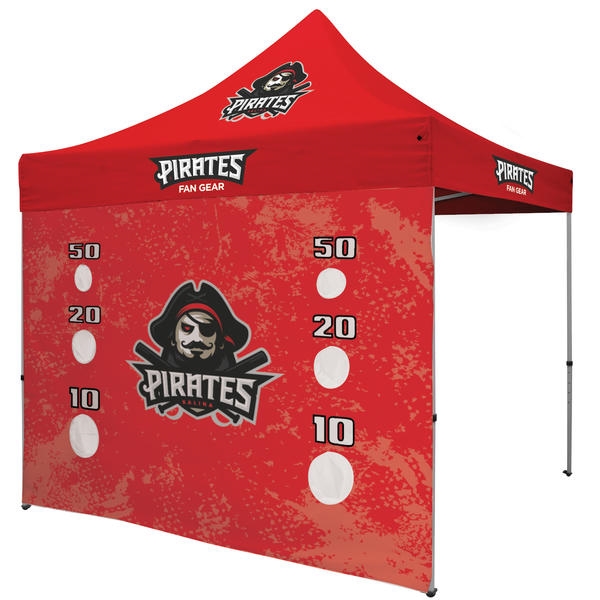 Outdoor 10ft Tents offer heavy duty commercial-grade popup frames designed for professional use. Canopies can customized with full color printing to display your company branding. Showcase your business name with our outdoor event tents.