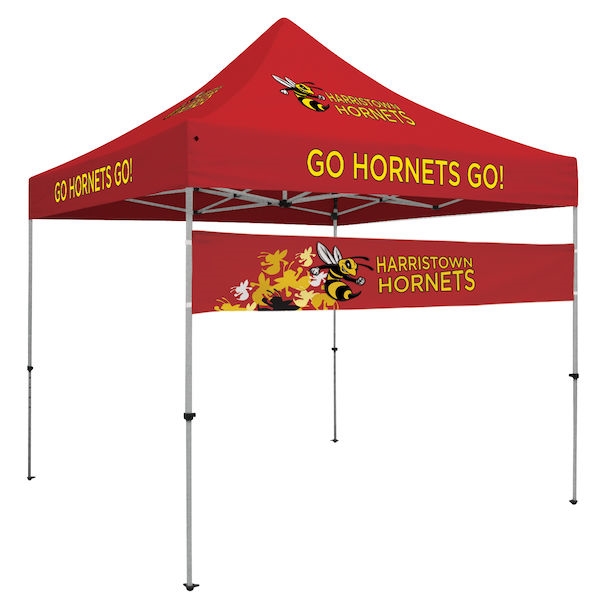 Outdoor 10ft Tents offer heavy duty commercial-grade popup frames designed for professional use. Canopies can customized with full color printing to display your company branding. Showcase your business name with our outdoor event tents.