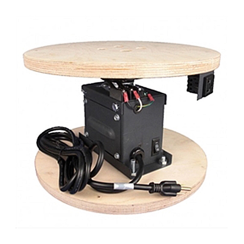 The TS-150 Rotator is a finished, ready-to-run unit designed specifically for easy setup at a tradeshow or event. Comes standard with power cord, direction control switch, rotating power outlet, and a wooden top ready for mounting your sign or display. Su