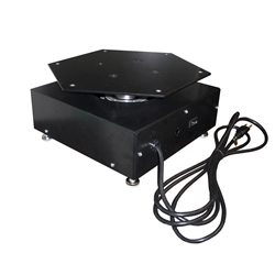 The TS-800 Rotator is a finished, ready-to-run unit designed specifically for easy setup at a tradeshow or event. Comes standard with power cord, direction control switch, and a wooden top ready for mounting your sign or display. Supports 800 pounds in co