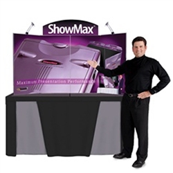 Everything you need to make your next tradeshow, presentation, or exhibit a resounding success is available in one package. The ShowMax Tabletop Display sets up in less than a minute, comes complete with two 50w halogen lights