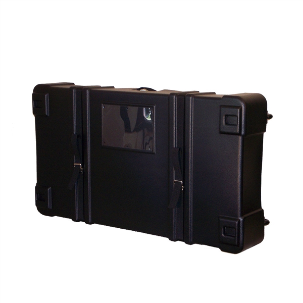 42in W x 30in D x 8in H SOLO Expo Shipping Case will serve as the perfect storage and protection for shipping your SOLO displays, graphics, and accessories.  Thermoformed, with wheels, and heavy duty handle.