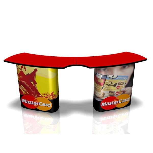 Use SOLO Service Trade Show Counter with Graphic as a trade show display counter or desk area. The SOLO Service Counter creates a level presentation surface with the added bonus of storage. Add full color detachable graphics to advertise your logo
