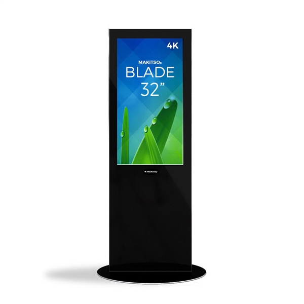 32in MAKITSO V3BP32 Blade Digital Signage Black Kiosk. Event and trade show professionals can take advantage of the power that digital signage kiosk, when designing your next trade show booth think of incorporating flat-panel screens to make a big impact.