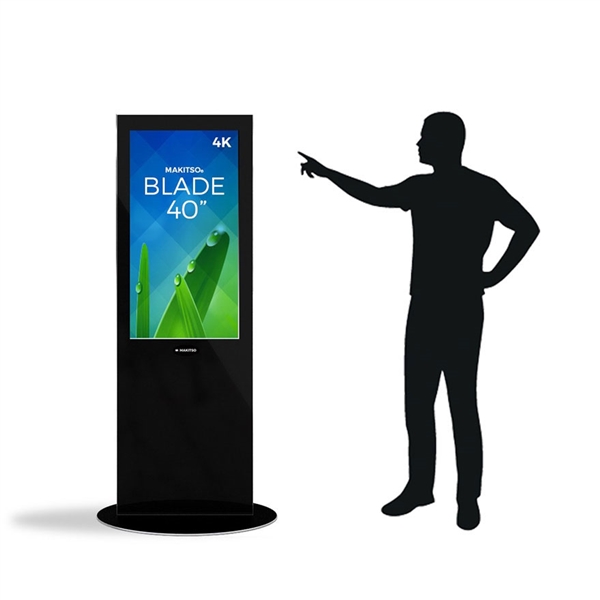 Blade 40in LED Touch Screen Digital Signage Black Kiosk V3BPT40. Event and trade show professionals can take advantage of the power that digital signage kiosk, when designing your next trade show booth