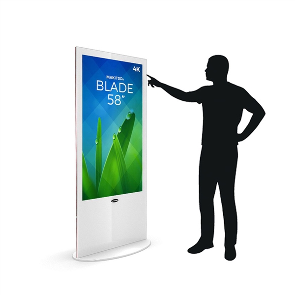 Blade 58in LED Touch Screen Digital Signage Black Kiosk V3WPT58. Event and trade show professionals can take advantage of the power that digital signage kiosk, when designing your next trade show booth