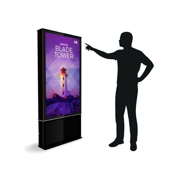 58in DTBPT58 Blade Touch Screen Dual Tower Black Digital Signage Kiosk. Event and trade show professionals can take advantage of the power that digital signage kiosk, when designing your next trade show booth think of incorporating flat-panel screens.