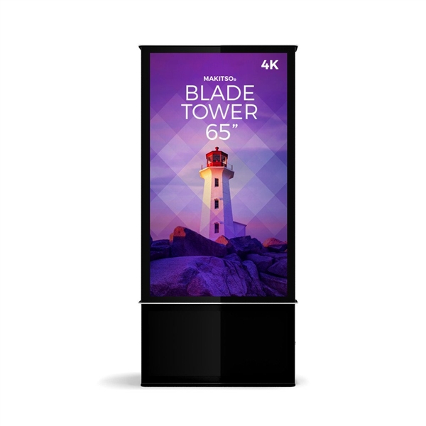 65in DTBP65 Blade Dual Tower Black Digital Signage Kiosk. Event and trade show professionals can take advantage of the power that digital signage kiosk, when designing your next trade show booth think of incorporating flat-panel screens to make a  impact