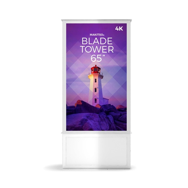 65in DTWA65 Blade Dual Tower White Digital Signage Kiosk. Event and trade show professionals can take advantage of the power that digital signage kiosk, when designing your next trade show booth think of incorporating flat-panel screens to make a  impact