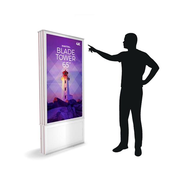 65in DTWAT65 Blade Touch Screen Dual Tower White Digital Signage Kiosk. Event and trade show professionals can take advantage of the power that digital signage kiosk, when designing your next trade show booth think of incorporating flat-panel screens.