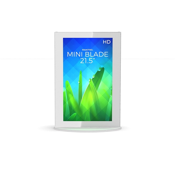 21.5in White Mini Blade Digital Signage Display Vertical Mode eliminate the need for printing new banners and will provide a strong and elegant presence at your trade show, retail or corporate locations as well as high traffic areas such as airpo