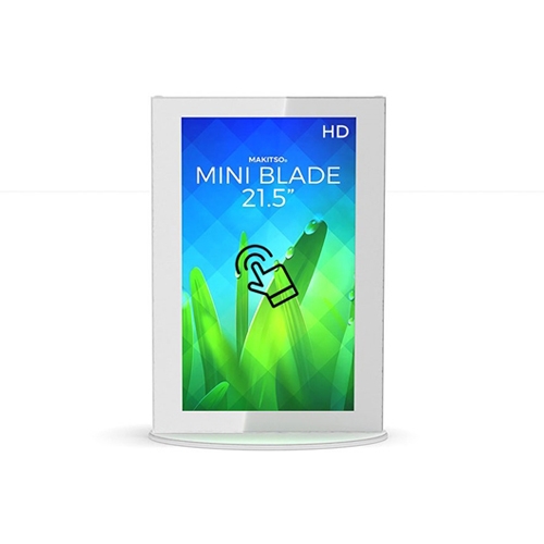 21.5in Makitso White Mini Blade Touch Screen Digital Signage MINWTA21 Vertical Mode eliminate the need for printing new banners and will provide a strong and elegant presence at your trade show, retail, corporate locations as well as high traffic areas ai