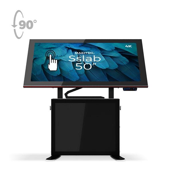 50in Makitso Sslab Touch Screen Interactive Digital Signage Screen Black Table Display with Pro content driver. Create a memorable experience for students, hotel and restaurant patrons, potential clients at trade shows with customized touch screen tables