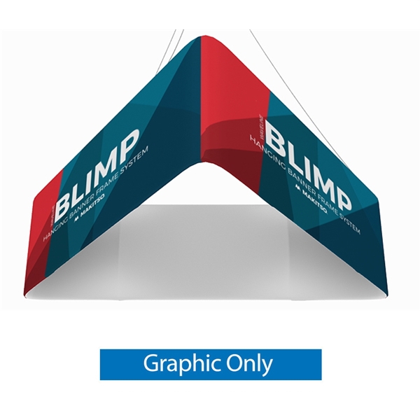 10' x 32'' MAKITSO Blimp Trio (Triangle) Hanging Tension Fabric Banner Single Sided Graphic Only is effective and affordable solution for trade show. The pillowcase style graphic is easy to assembly, the frame made from light weight aluminum. High quality