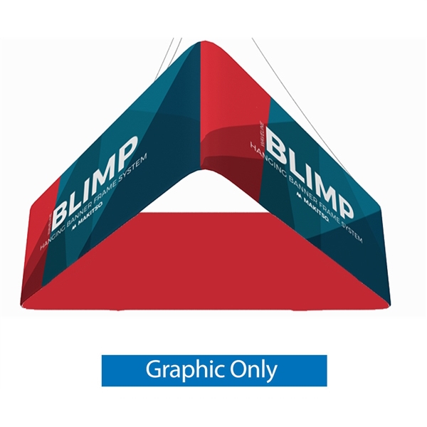 10' x 42'' MAKITSO Blimp Trio (Triangle) Hanging Tension Fabric Banner Double Sided Graphic Only is effective and affordable solution for trade show. The pillowcase style graphic is easy to assembly, the frame made from light weight aluminum. High quality