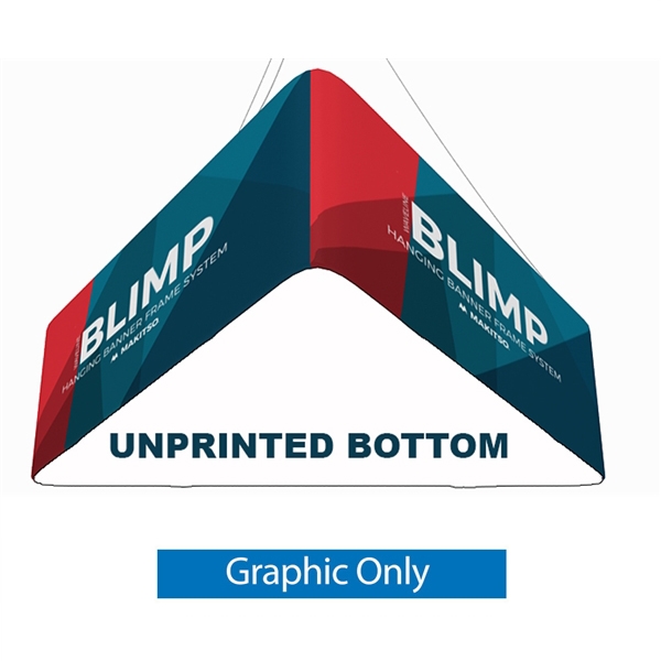 10' x 36'' MAKITSO Blimp Trio (Triangle) Hanging Tension Fabric Banner with Blank Bottom Graphic Only is effective and affordable solution for trade show. The pillowcase style graphic is easy to assembly, the frame made from light weight aluminum. High qu