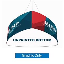 10ft x 24in MAKITSO Blimp Curved TRIO (Triangle) Hanging Tension Fabric Banner Graphic with Blank Bottom Only. This overhead signage features curved triangle shape, lightweight aluminum frame, high quality fabric graphic and fast shipping