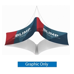 10' x 24'' MAKITSO Blimp Quad Curve Hanging Tension Fabric Banner Single Sided Graphic Only. These uniquely shaped hanging banners is effective way to represent your company on trade show.  Superior dye-sublimation graphic, light aluminum frame, variety o