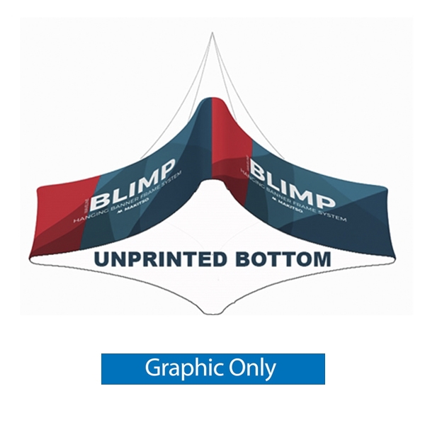 12' x 24'' MAKITSO Blimp Quad Curve Hanging Tension Fabric Banner Graphic with Blank Bottom Only. These uniquely shaped hanging banners is effective way to represent your company on trade show.  Superior dye-sublimation graphic, light aluminum frame, vari