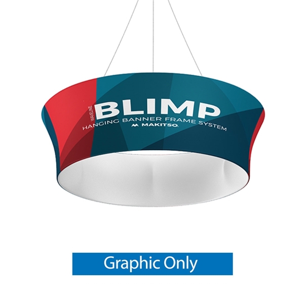 10ft x 48in MAKITSO Blimp Tube Tapered Hanging Tension Fabric Banner Single Sided Graphic Only. Blimp series of hanging signs for trade show made from light aluminum, wrapped in a vibrant dye-sublimation graphic print. Hang overhead from ceilings or truss