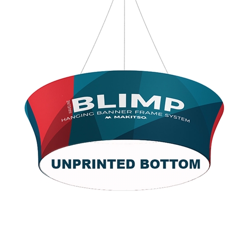 10' x 42'' MAKITSO Blimp Tube Tapered Hanging Tension Fabric Banner With Blank Bottom. Blimp series of hanging signs for trade show made from light aluminum, wrapped in a vibrant dye-sublimation graphic print. Hang overhead from ceilings or truss systems.
