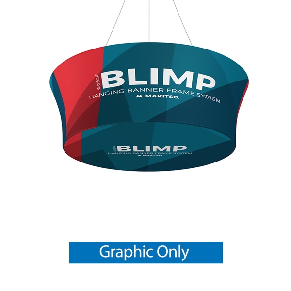 10ft x 42in MAKITSO Blimp Tube Tapered Hanging Tension Fabric Banner With Printed Bottom Graphic Only. Blimp series of hanging signs for trade show made from light aluminum, wrapped in a vibrant dye-sublimation graphic print. Hang overhead from ceilings