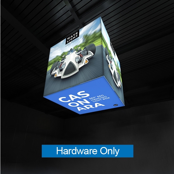 Breathe new light into your exhibit or retail space with Wavelight Casonara Light Box hanging signs. These backlit hanging blimps feature vibrant fabric prints, illuminated from the inside out for max exhibit and trade show booth visibility. This 8ft x 8f