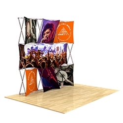 90in x 90in 3D Snap Tension Fabric Display Layout 2 with Square Hard Case is unique product offering for Trade Show. The Xpressions series offers many of the features the exhibitors look for in a high quality trade show pop up background displays