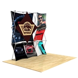 8ft x 8ft 3D Snap Tension Fabric Display Kit 6 with Square Hard Case is unique product offering for Trade Show. The Xpressions series offers many of the features the exhibitors look for in a high quality trade show popup background displays