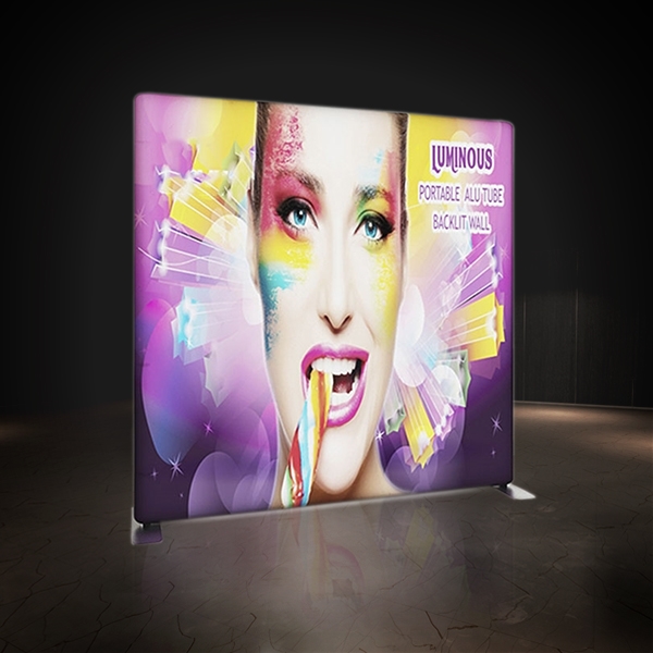 8ft Wave Tube Dynamic Flow Motion Display. Flow-Motion is an White LED animation display with custom fabric graphics, perfect for any trade show or retail environment.