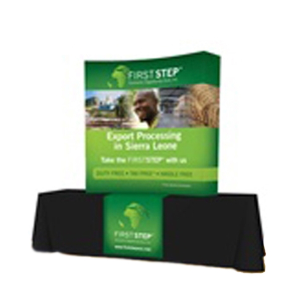 VBurst 5ft Curved Fabric Popup Tabletop Display from xyzDisplays is perfect choice for anyone that needs a large display but is unwilling to give up durability, weight, ease of setup, or quality. This display system is ideal for your next expo, tradeshow