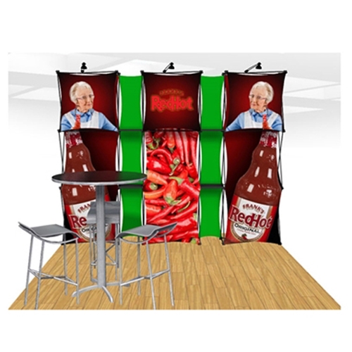 10ft Xpressions SNAP Connex Kit A Tradeshow Display. Create a stunning 3-dimensional display in a Snap! Twelve frames, two planes for integrated graphics, and infinite configurations, offer a playground to create dramatic effects