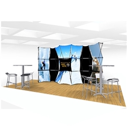 20ft Xpressions SNAP Connex Kit D Tradeshow Display. Create a stunning 3-dimensional display in a Snap! Twelve frames, two planes for integrated graphics, and infinite configurations, offer a playground to create dramatic effects